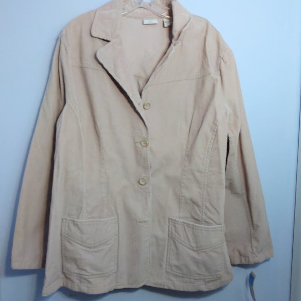 Vintage Covington Corduroy Blazer & Wide Leg Pants Set 22W/18W Beige 2 Piece Set